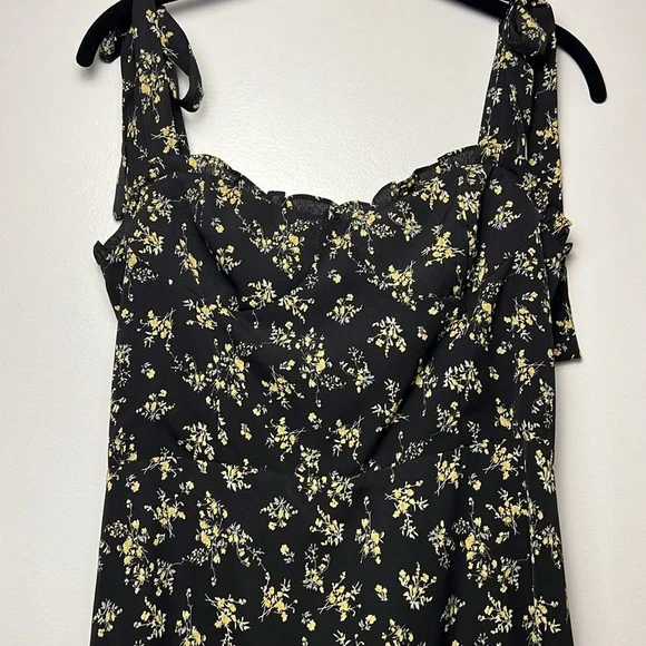 Anthropologie Black Floral Midi Dress - Picture 4 of 11
